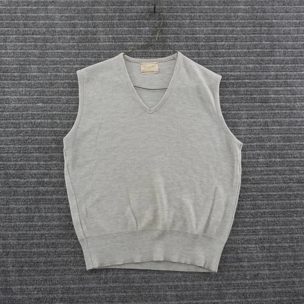 Vintage 60s Sears Men's Sportswear Sweater Vest Medium Gray V-Neck Knit